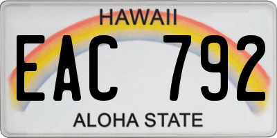 HI license plate EAC792