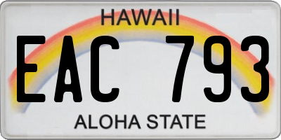 HI license plate EAC793