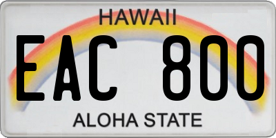 HI license plate EAC800