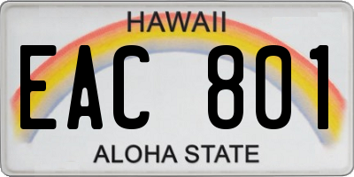 HI license plate EAC801