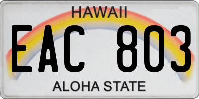 HI license plate EAC803