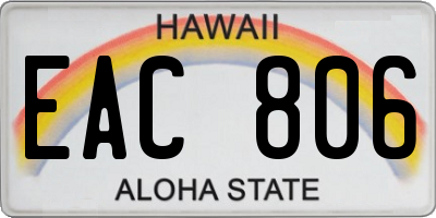 HI license plate EAC806