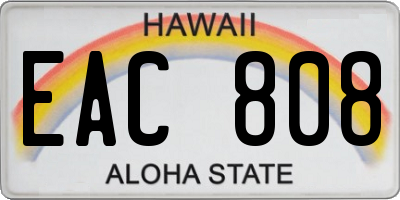 HI license plate EAC808