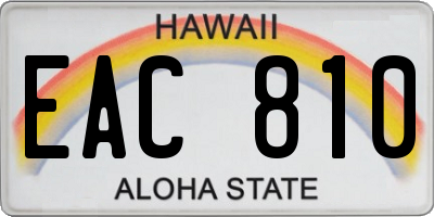 HI license plate EAC810