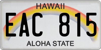 HI license plate EAC815