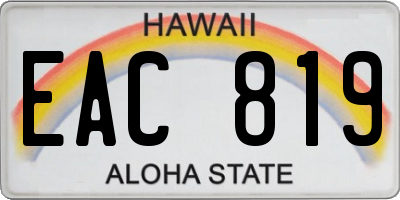 HI license plate EAC819