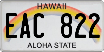 HI license plate EAC822