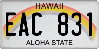 HI license plate EAC831