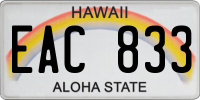 HI license plate EAC833