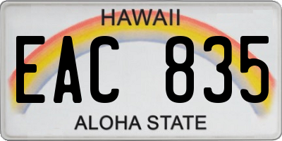 HI license plate EAC835