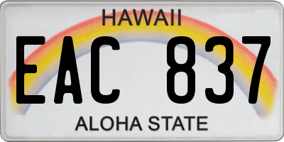 HI license plate EAC837