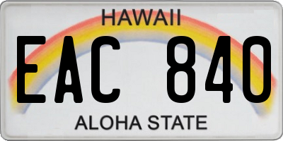 HI license plate EAC840