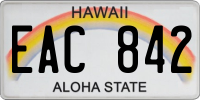 HI license plate EAC842