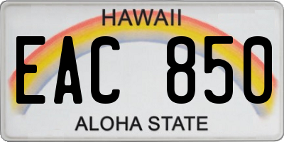 HI license plate EAC850