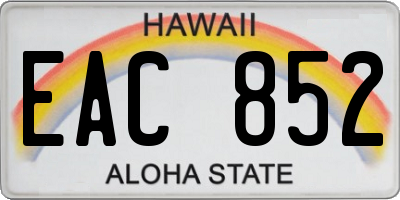 HI license plate EAC852