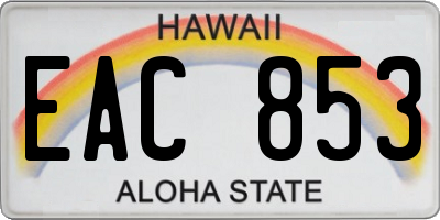 HI license plate EAC853