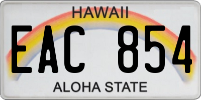 HI license plate EAC854