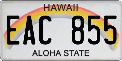 HI license plate EAC855