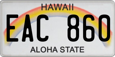 HI license plate EAC860