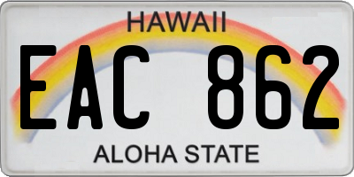 HI license plate EAC862