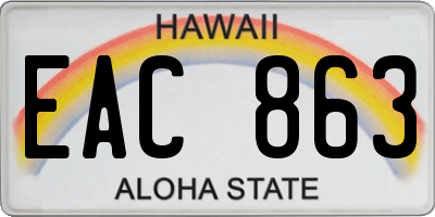 HI license plate EAC863