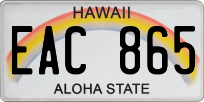 HI license plate EAC865
