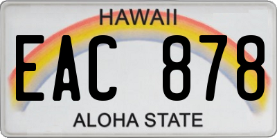 HI license plate EAC878