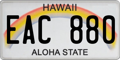 HI license plate EAC880