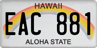 HI license plate EAC881