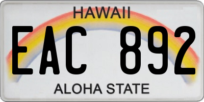 HI license plate EAC892