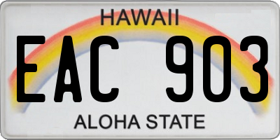 HI license plate EAC903