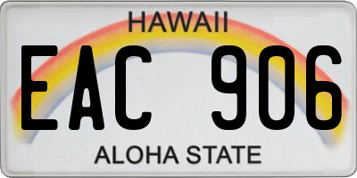 HI license plate EAC906
