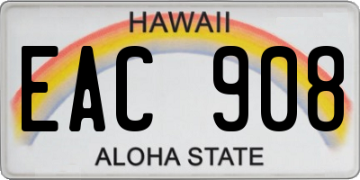 HI license plate EAC908