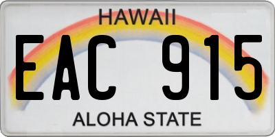 HI license plate EAC915