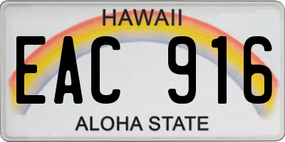 HI license plate EAC916