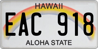 HI license plate EAC918