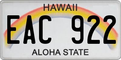 HI license plate EAC922