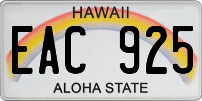 HI license plate EAC925