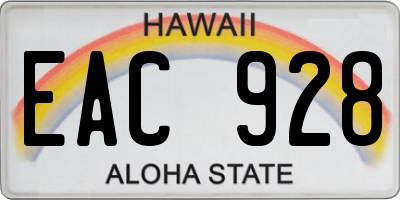 HI license plate EAC928