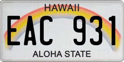 HI license plate EAC931