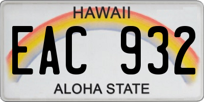 HI license plate EAC932