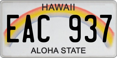 HI license plate EAC937
