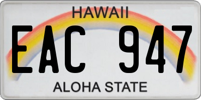 HI license plate EAC947