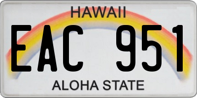 HI license plate EAC951