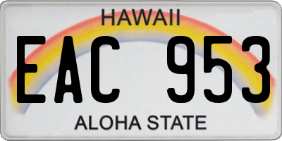 HI license plate EAC953