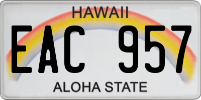 HI license plate EAC957