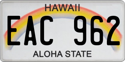 HI license plate EAC962