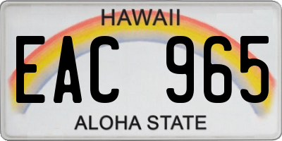 HI license plate EAC965