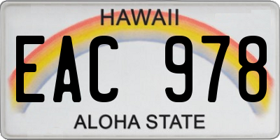 HI license plate EAC978