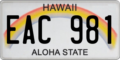 HI license plate EAC981